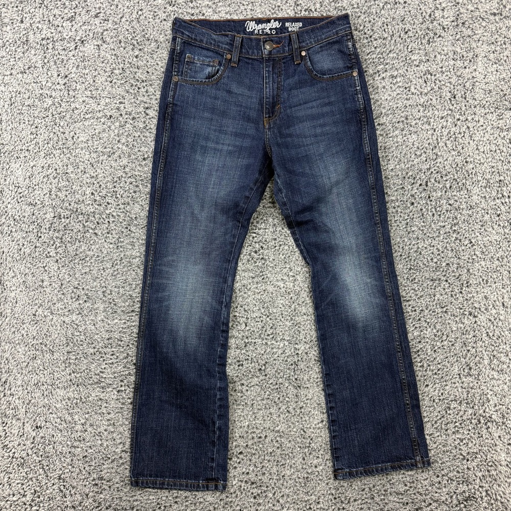 Wrangler Retro Jeans Mens 30x32 Blue Denim Relaxed Bootcut Stretch Medium Wash